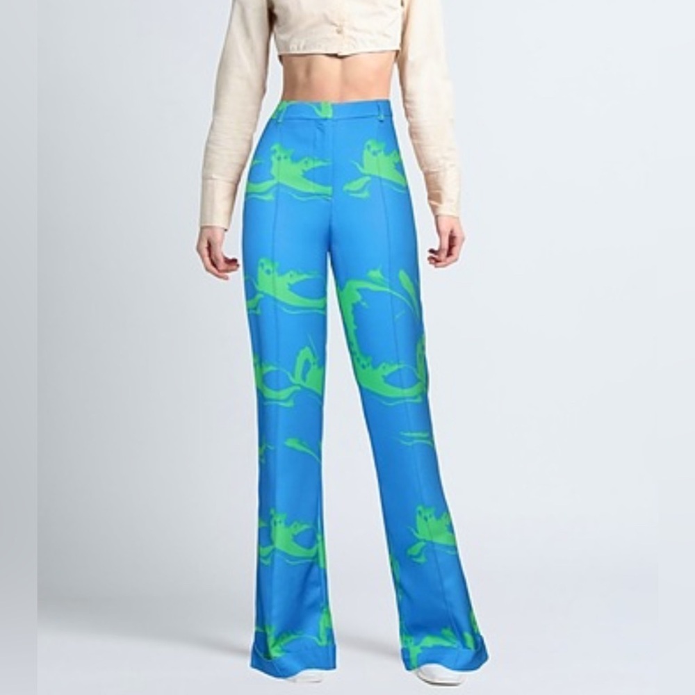 NEW house of holland Marble Print Trouser in Blue And Green. 4